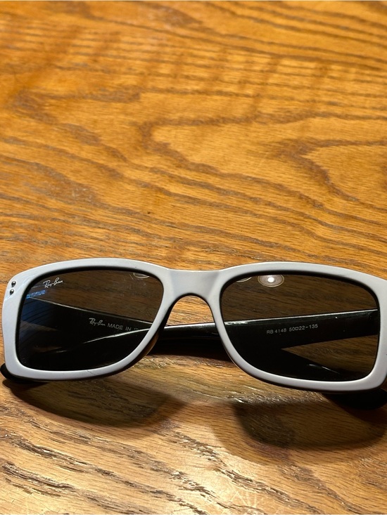 Ray-Ban White Frame Sunglasses with Dark Lenses RB4148. main image 9